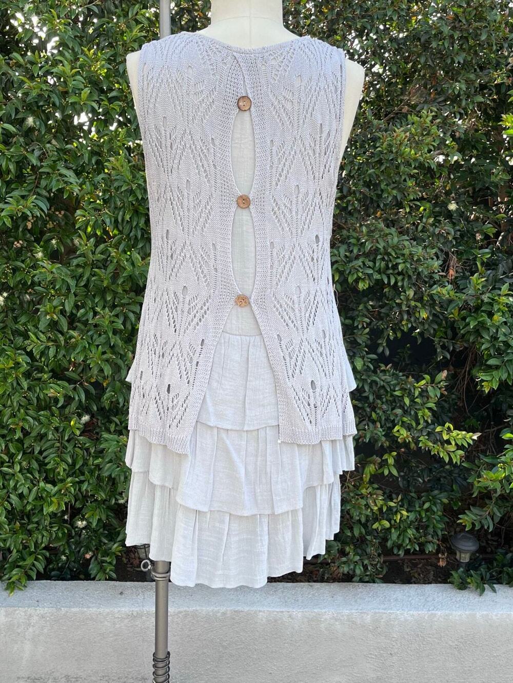 Women’s Boho Crochet Knit Layered Tunic Tank Dress Size M/L NWOT